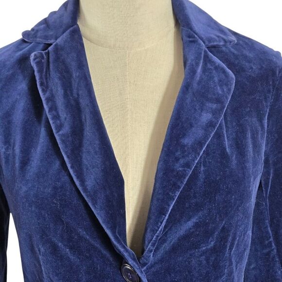 Ella Moss Blue Velvet Blazer Jacket - Picture 2 of 7